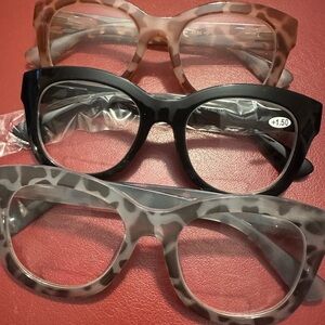 WOMENS BIFOCAL READER GLASSES 1.5 power new set of 3 oversized chunky fun!